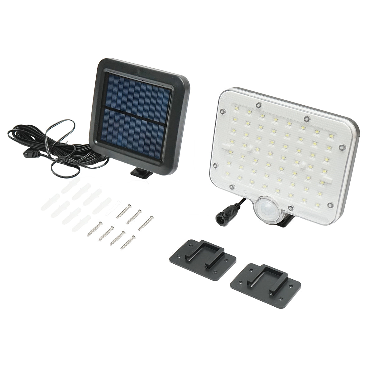 LED solar lamp 250lm with 1W/5.5V solar panel, 3.7V/1.5 Ah battery, remote control, 5m cable and motion sensor IP44 Breckner Germany