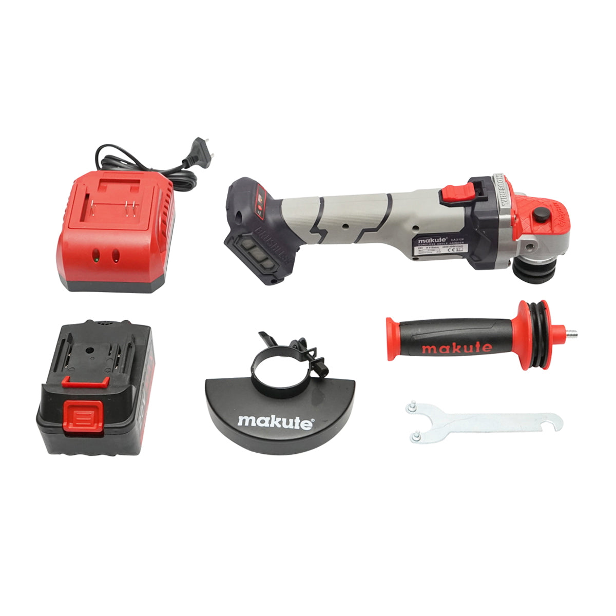 Cordless angle grinder 20V/4000mAh with charger 220V/50-60Hz, disc diameter 115mm, 8000rpm IP20 Makute