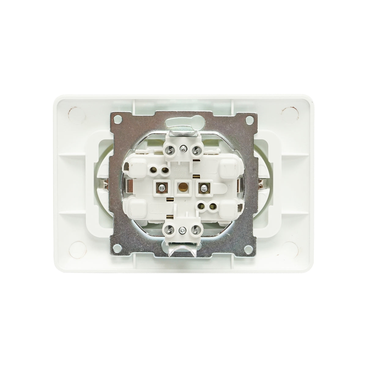 White double Schuko socket with grounding ST 220V - 250V, 16A recessed