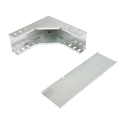 Vertical 90-degree drop bend made of galvanized steel for a 100x50mm gutter.