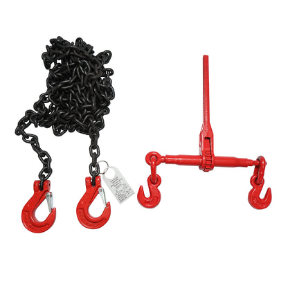Anchor chain for heavy equipment with ratchet tensioning device, supported weight 6.3T, chain length 6m, link thickness 10mm.