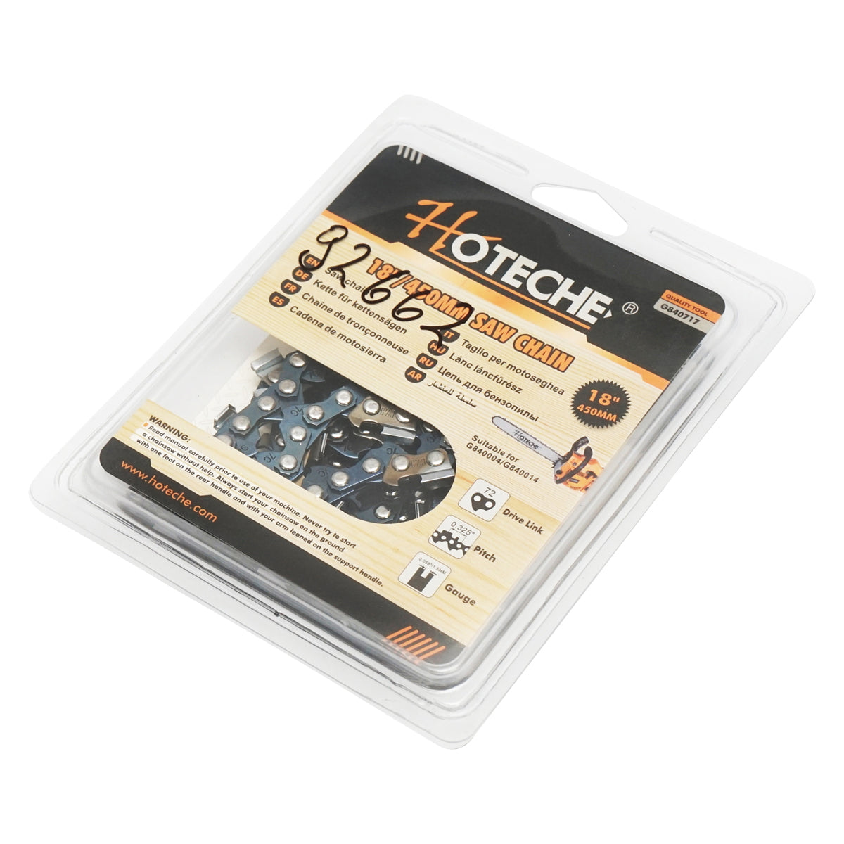 Chain saw chain 325 pitch, 72 links, 36 teeth, length 45cm (18 inch) Hoteche