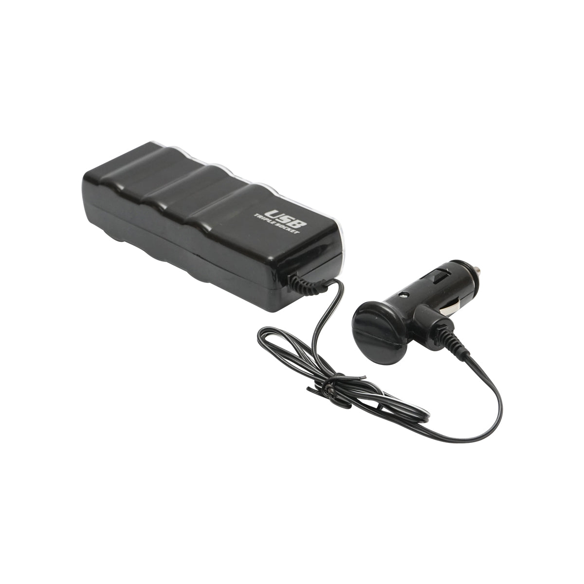 Triple adapter for lighter and 1 USB port with 1m cable