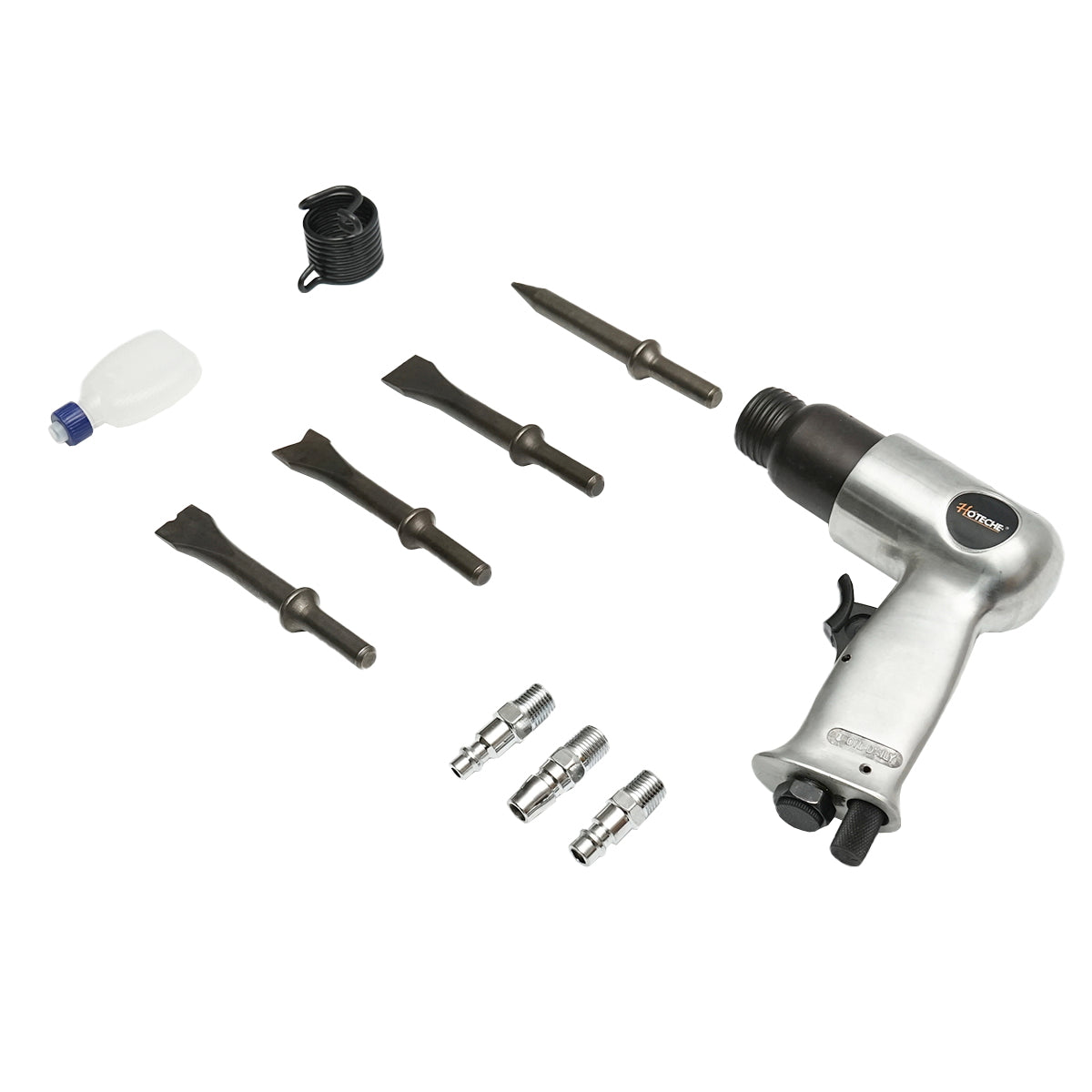 6.3 Bar pneumatic impact hammer with 3 types of quick couplers and 4 Hoteche chisels