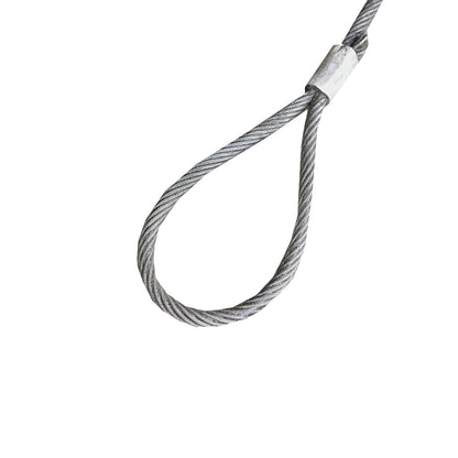 Steel cable/winch rope with a thickness of 14mm and a length of 5m with rings for towing or lifting