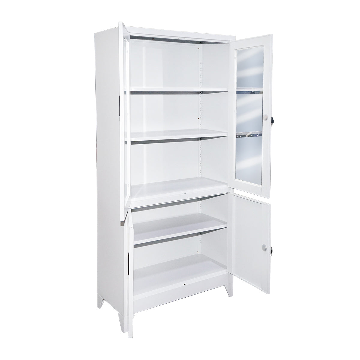 Metal cabinet with 2 glass doors and 2 secured solid doors 1900x900x400mm