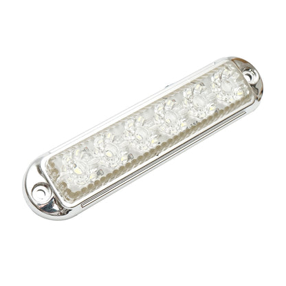 Side marker lamp LED 12-24V, white 155x37mm, chrome frame Breckner Germany