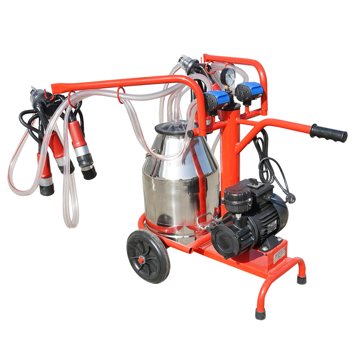 Milking machine for cows, 2 positions, 30L stainless steel tank with vacuum frame, Breckner Germany