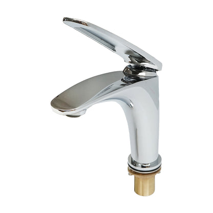 Bathroom sink battery, sink installation, shiny chrome