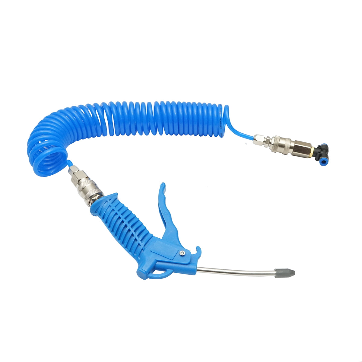 Air gun cleaned dust with spiral hose and quick connection fittings - blue
