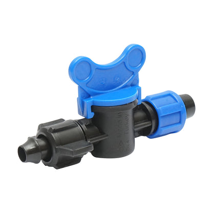 Equal drip tube faucet D16mm, PN4, for irrigation systems.