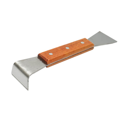 Stainless steel L-shaped hive tool with wooden handle 200x45mm