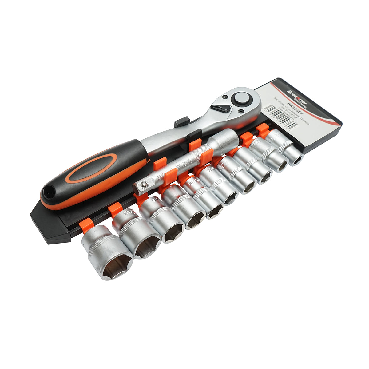 1/2 inch ratchet socket set with extension, socket wrenches 10-24mm 12 pieces Breckner Germany