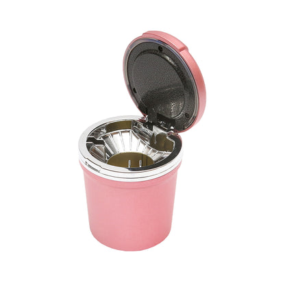 Universal pink-silver car ashtray with multicolor LED light