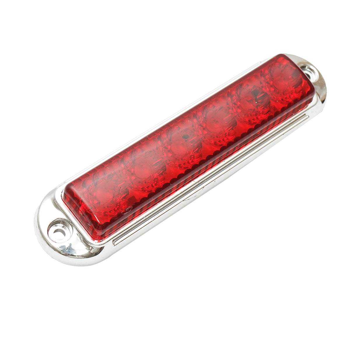 LED side marker lamp 12-24V, red 4 functions 155x37mm, chrome frame Breckner Germany