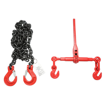 Anchor chain for heavy equipment with ratchet tensioning device, supported weight 6.3T, chain length 4m, link thickness 10mm