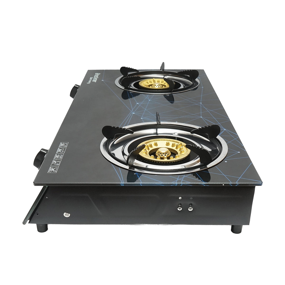 Stove, 2-burner cast iron hob 3KW, tempered glass 700x380x94mm Breckner Germany
