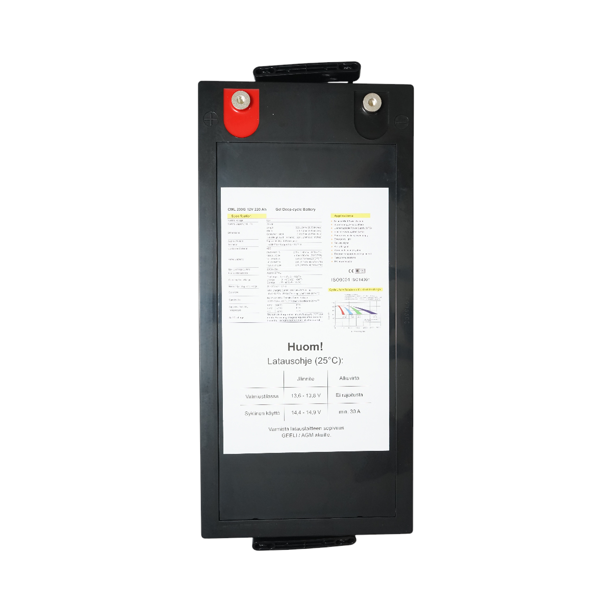 Gel battery 12V, 220Ah (deep cycle) photovoltaic solar system 20HR CML 200G class A 522x240x218mm