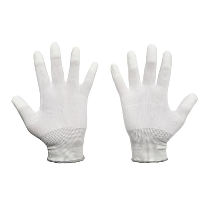 Synthetic rubber work gloves, white, size 9, Breckner Germany.