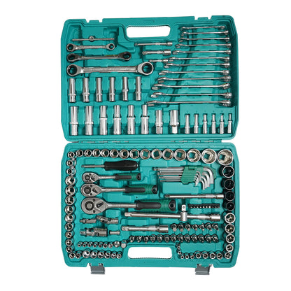 Hexagonal socket wrench set, long socket wrenches, ratchet ring wrenches, bits, hex keys 151 pieces Breckner Germany