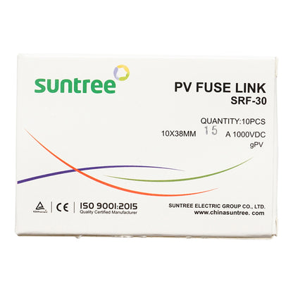 Fusible safety 10x32mm cylindrical for solar systems gPV, 15A, 1000V Suntree