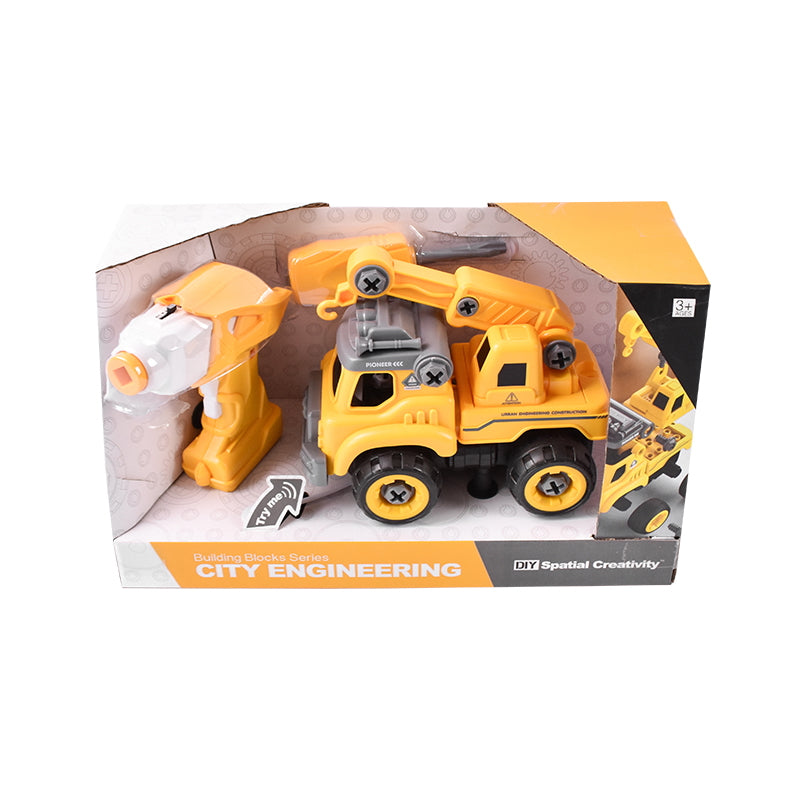 Remote control crane toy construction vehicle that can be assembled DIY