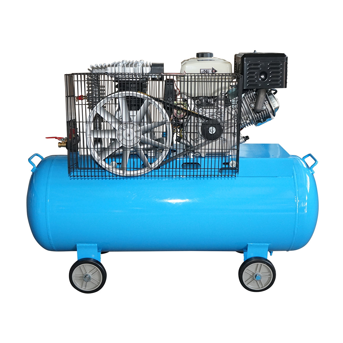 200L air compressor power 4.8kW/6.5HP pressure 8 Bar, flow rate 200L/min with 15HP gasoline engine and electric start Breckner Germany
