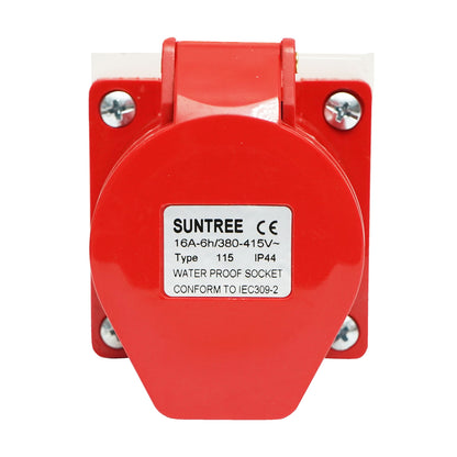 Suntree surface-mounted industrial plug 16A, 380V, IP44, 6H