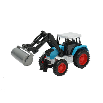 Blue tractor with compactor cylinder, 175x65x80mm children's toy for ages 3 and up