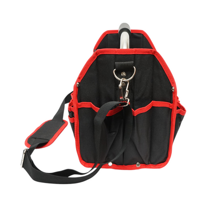 Tool bag/open with 15 pockets, stainless steel handle 420x210x290mm