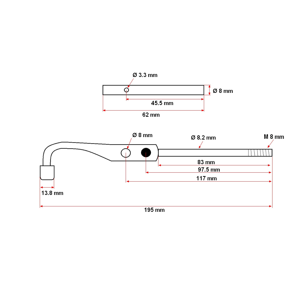 Clutch lever set 11 inches U-445