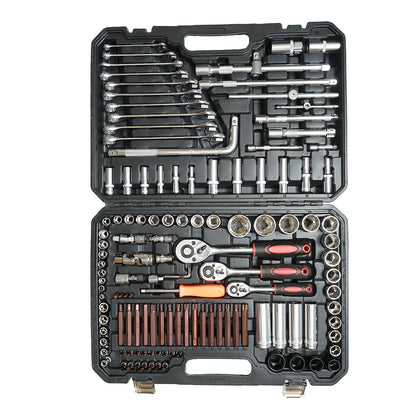 Socket wrench set, hexagonal, deep socket, fixed wrenches, bits, torx, hex, spline 128 pieces Breckner Germany
