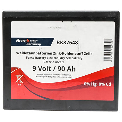 Dry battery (non-rechargeable) 9V 90Ah for electric fence Breckner Germany