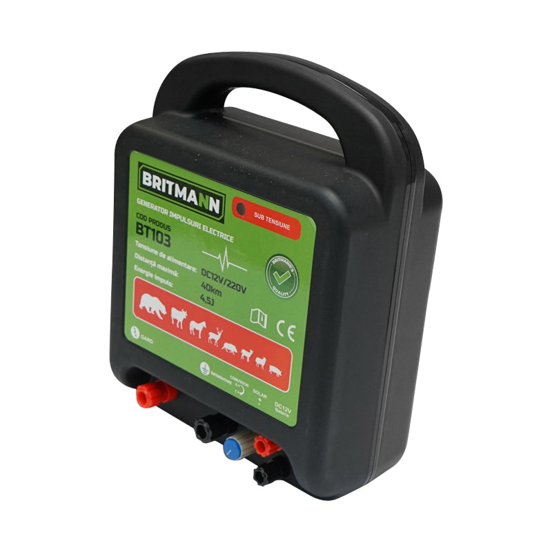 DC impulse generator 12/220V, 4.5 Joules 40km for electric fence BRITMANN