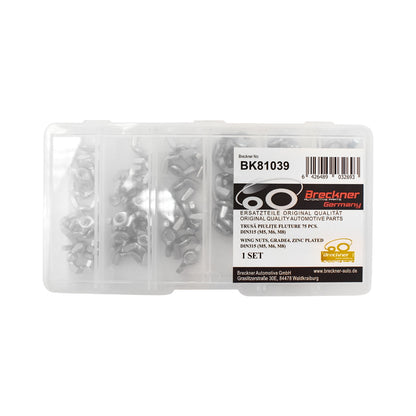 Butterfly nut set 75 pieces DIN315 Breckner Germany M5, M6, M8