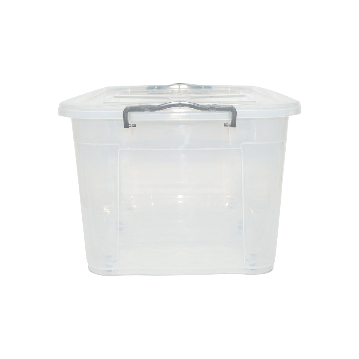 80L storage box with lid and wheels made of transparent plastic 478x750x370mm