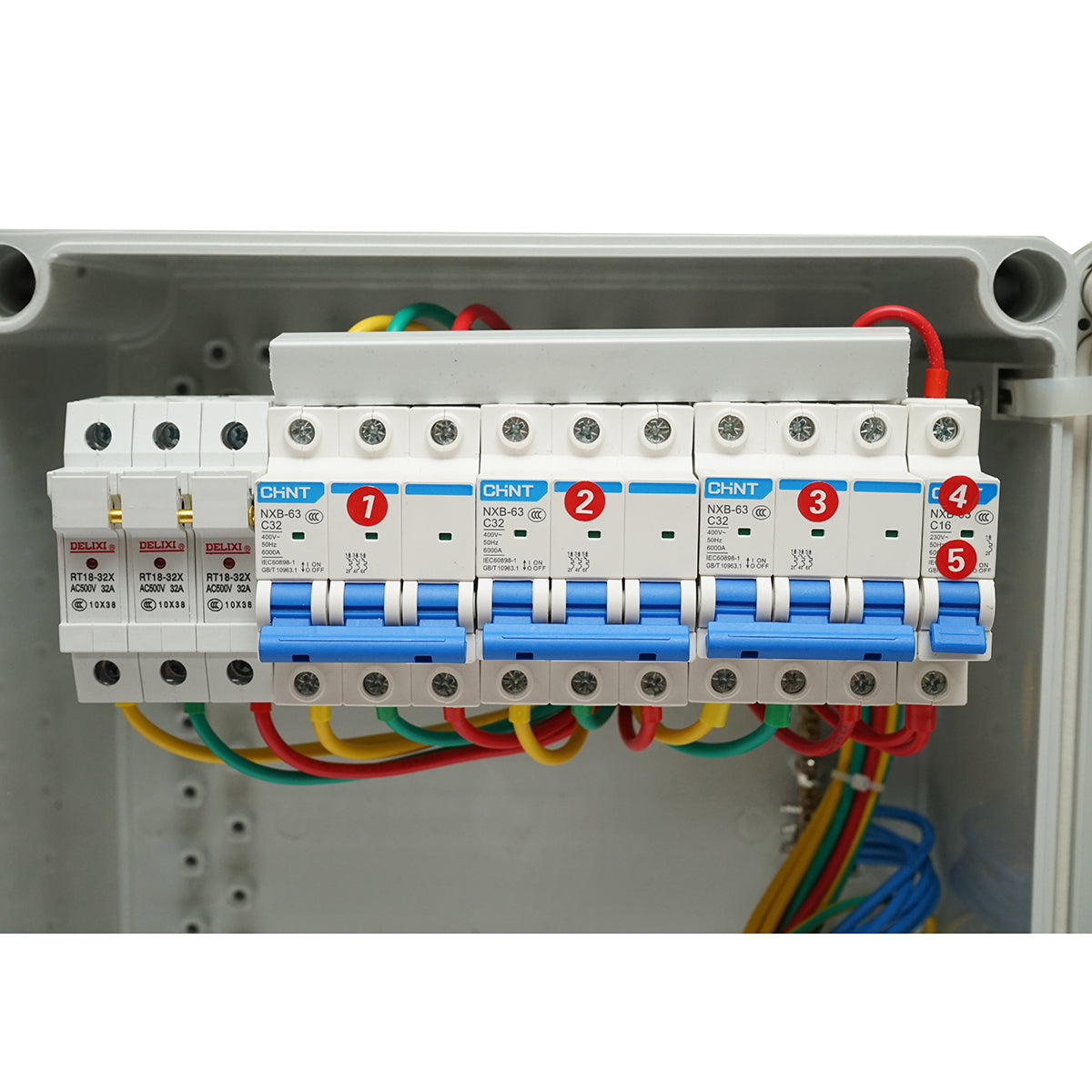 Group distribution board for construction site 2x230V/16A, 3x400V/32A, 12 modules 460x270x160mm IP44/67 SUNTREE