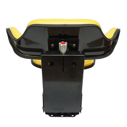 Yellow tractor seat with triple adjustment and shock absorber for UTB U-445 and U-650