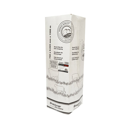 White foil wrapped bales 750mm x 25mic x 1500m 27.45Kg with UV protection Breckner Germany