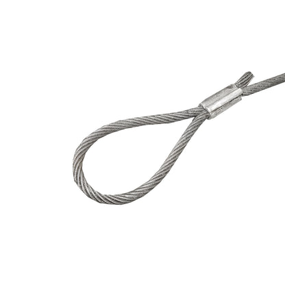 Steel winch cable/rope with a thickness of 16mm and a length of 4m with rings for towing or lifting