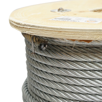Galvanized steel cable with a diameter of 10mm, 6x37 wires, maximum load 5220Kg, weight 34.6Kg, 100m/roll