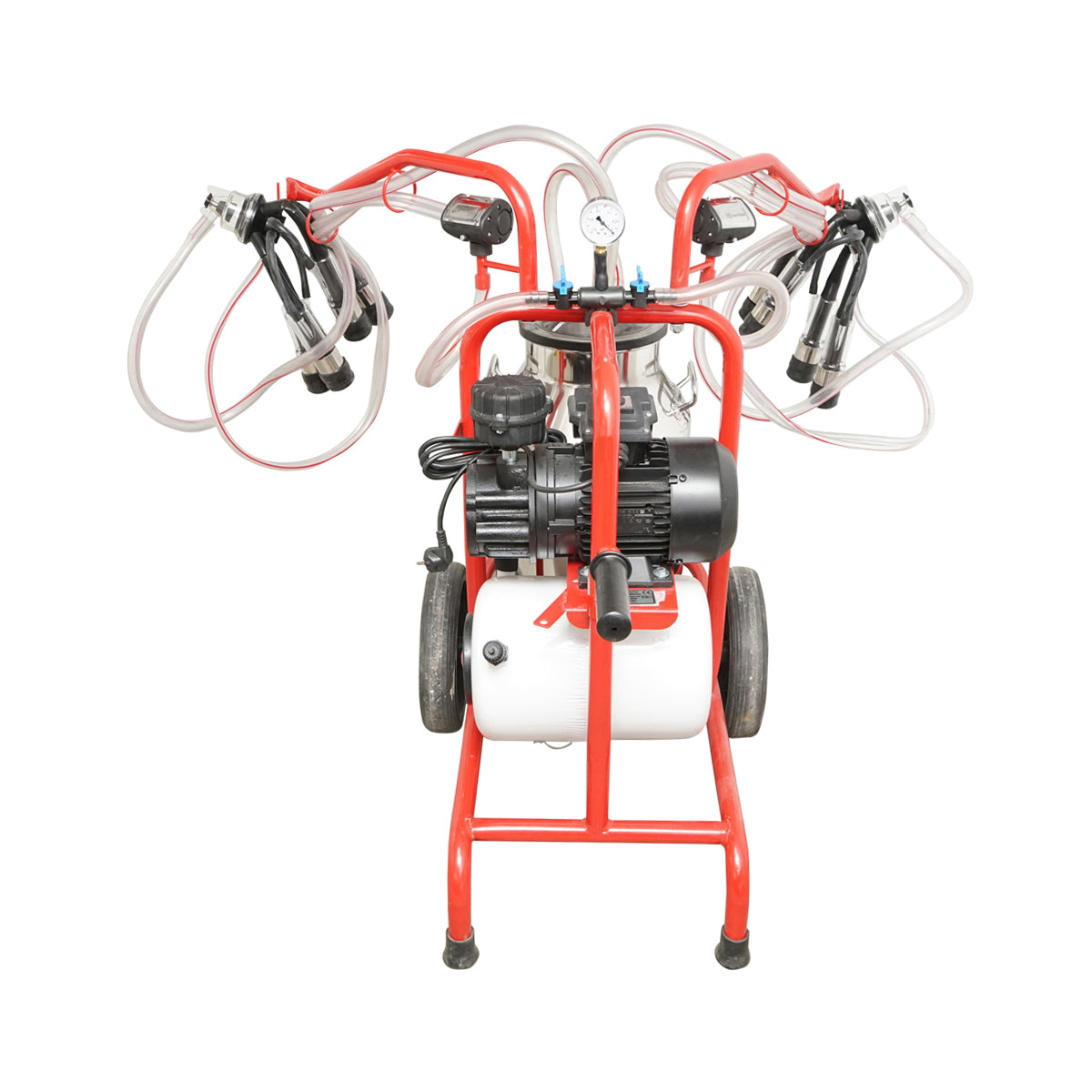 Cow milking machine with a 160cc collector group, galvanized chassis, 40L stainless steel tank, 2 stations Breckner Germany