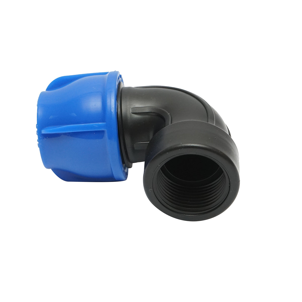 Compression fitting with internal thread mother 90 degrees D25mmx1, PN16 bar for irrigation systems