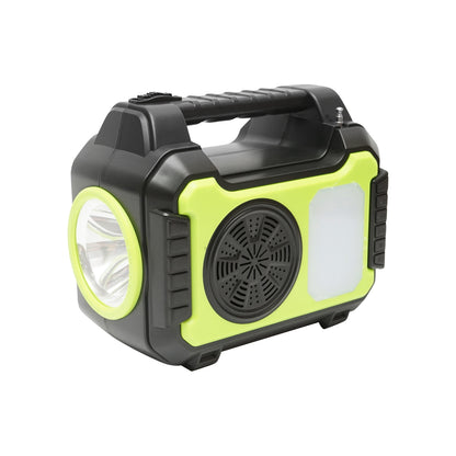 Portable LED lighting kit with 4 bulbs/projector, FM radio, solar panel, and 3.7V, 10000 mAH battery for fishing camping GD-8072