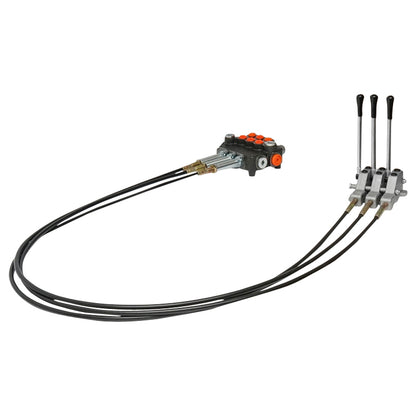 Hydraulic distributor with 3 levers, cable length 2m pressure 250 bar flow 80L/min Breckner Germany