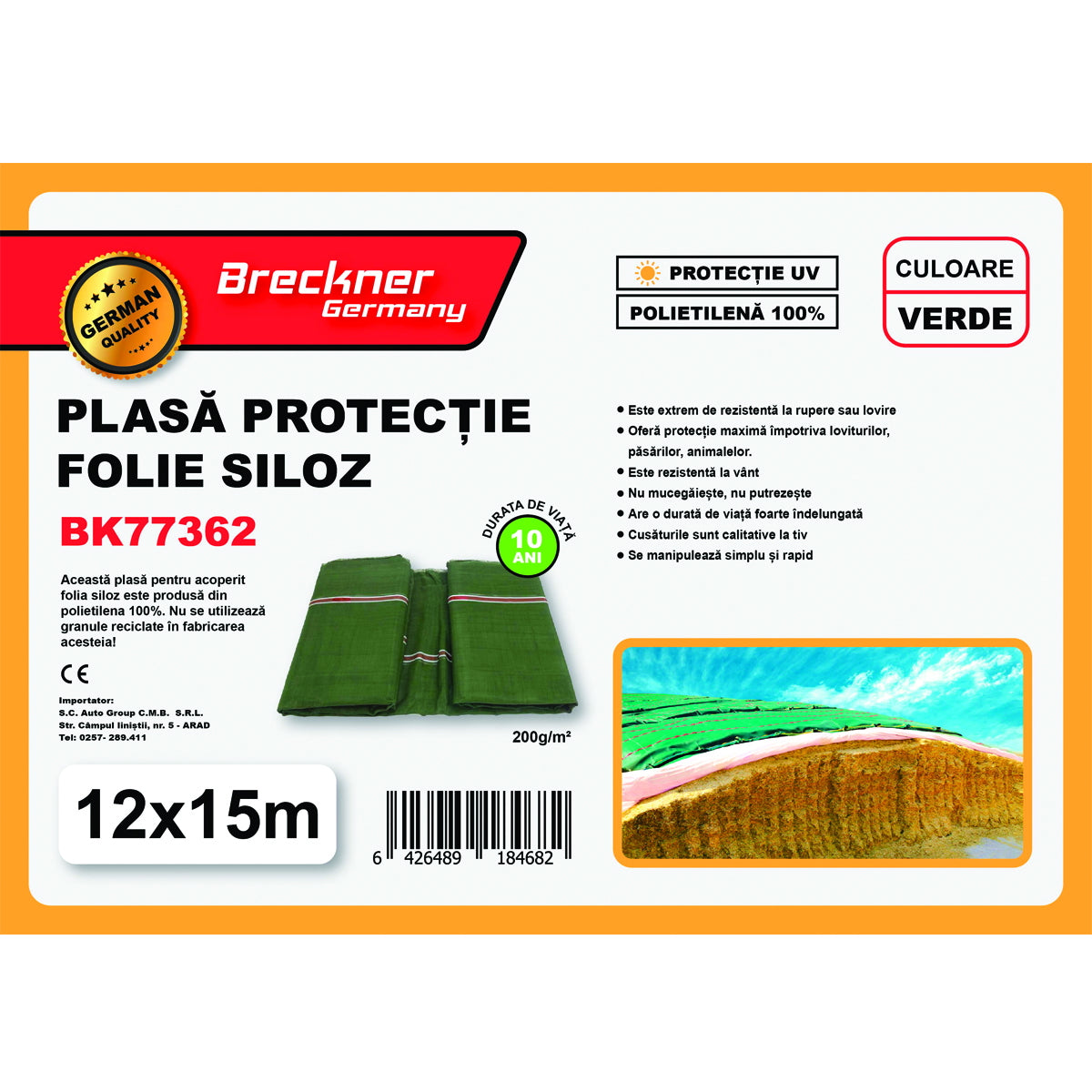 Protection net/tarpaulin for green silo film 12x15m Breckner Germany