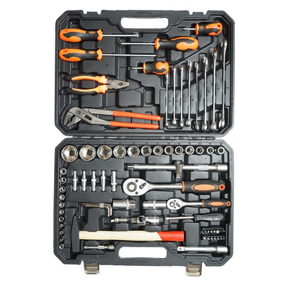 Socket wrench set, fixed wrenches, bits with tools and 76 pieces Breckner Germany