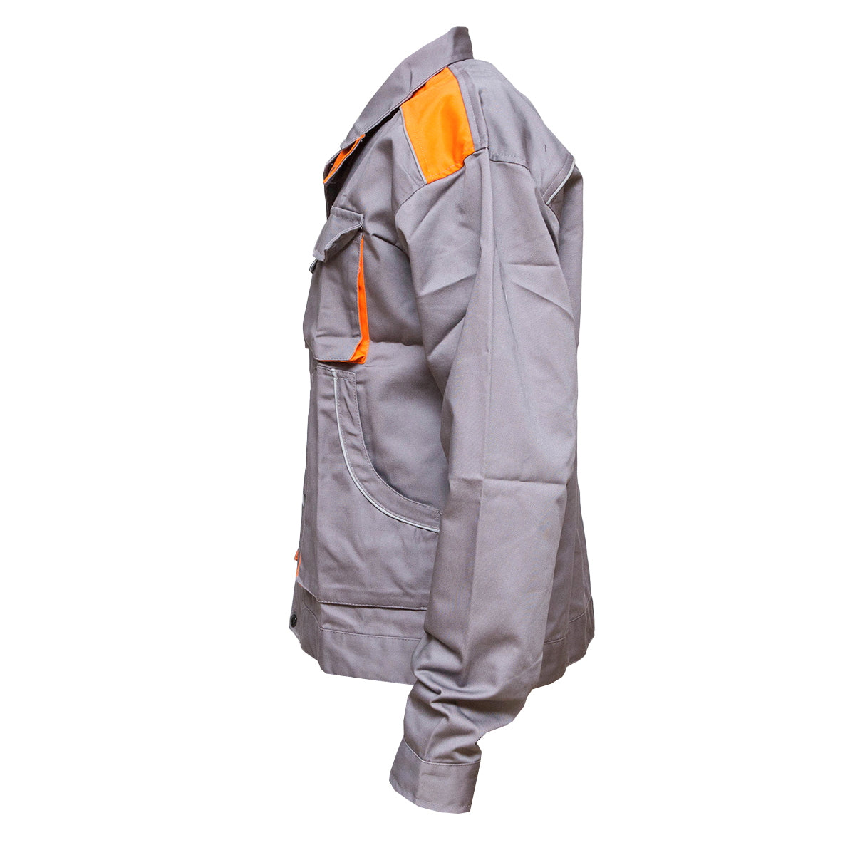 Polyester work jacket with cotton, gray/orange size 52, 235g/m2 Breckner Germany