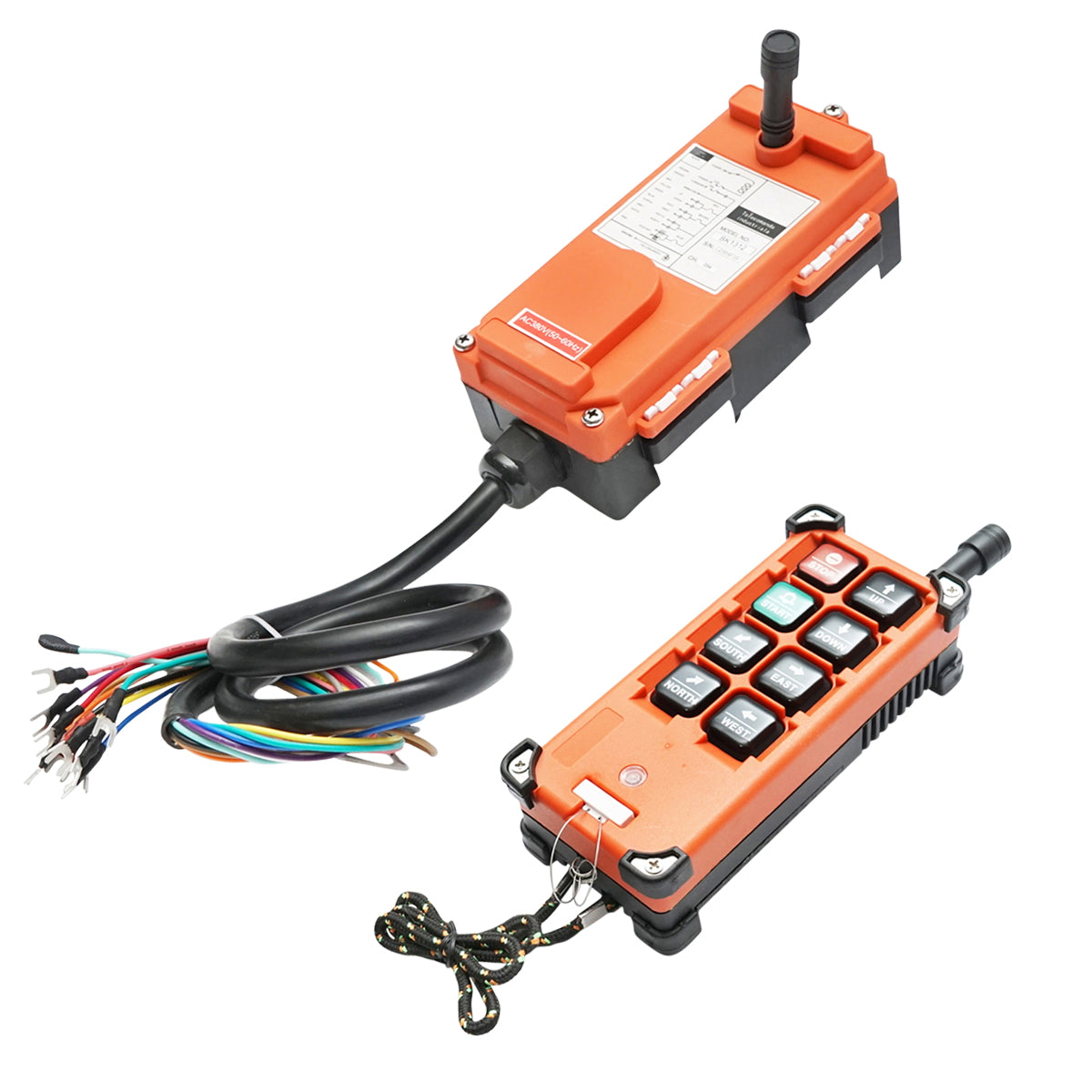 Wireless industrial remote control with 6 AC 380V commands and water protection Breckner Germany