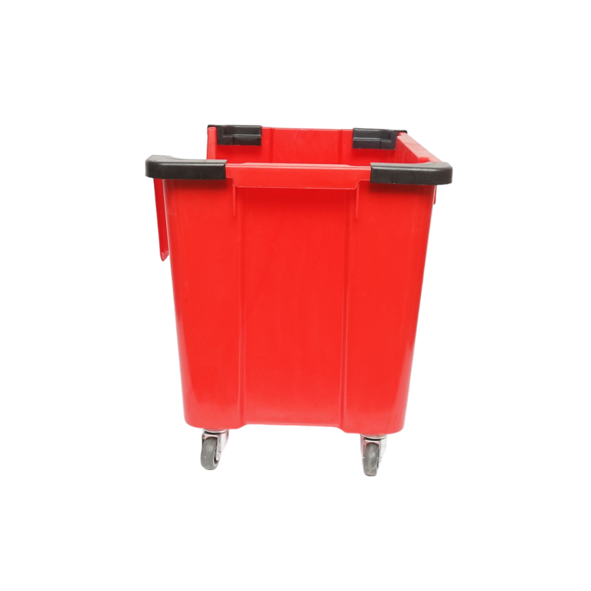 Red plastic storage box with wheels 545x345x395mm